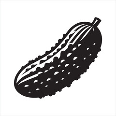 Modern Black Cucumber silhouette on white background
