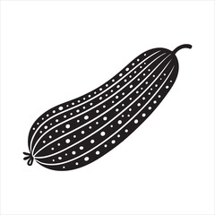 Modern Black Cucumber silhouette on white background
