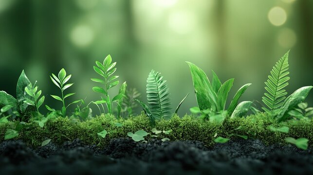 Green Growth, animated stock graphs resembling flourishing plants, symbolizes sustainable investing and eco-friendly market trends.