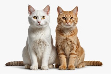 Obraz premium there are two cats sitting next to each other on a white surface