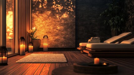 A luxurious spa lounge with modern decor and a tranquil ambiance. picture