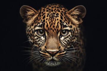 Naklejka premium Leopard Portrait: Close-Up on a Majestic Feline