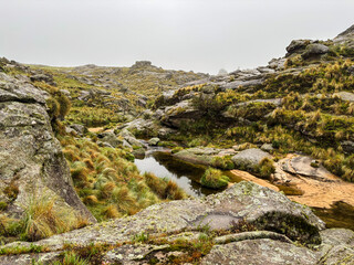 A beautiful misty landscape at Cerro Champaqui in Cordoba, Argentina.