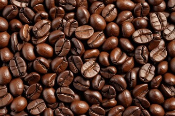 Obraz premium a close up of a pile of coffee beans with a brown background
