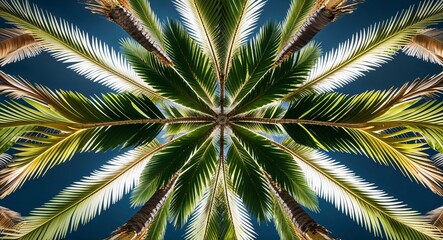 Symmetrical pattern of palm tree fronds