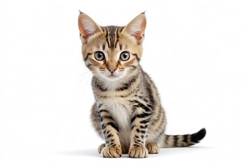 Obraz premium there is a small kitten sitting on the floor looking at the camera