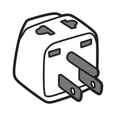 electric plug vector with three legs facing right