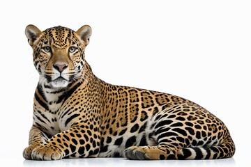 Obraz premium leopard sitting on the floor looking at the camera