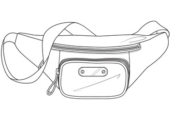 bum bag flat sketch vector illustration