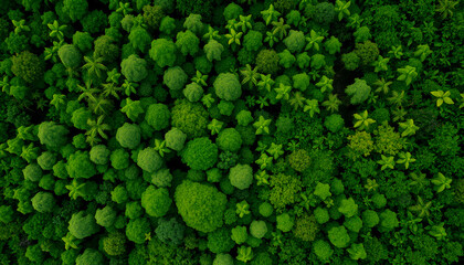 Aerial view of the green forest.