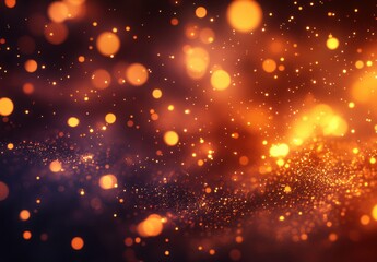 Fototapeta premium Abstract background of shimmering golden particles with a dark gradient, creating a magical and dreamy atmosphere for various design needs