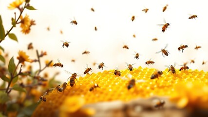 Beehive Buzzing - Detailed Honeycomb Illustration