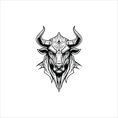 Cyberpunk bull head hand drawn illustration artwork