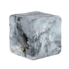 A clear ice cube showcasing its solid structure and crystalline surface.