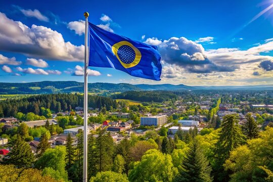 Corvallis Oregon Round Flag Clipart: Patriotism, City Pride, American Symbol