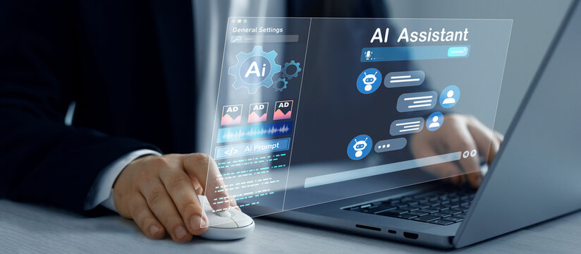 Virtual assistant, artificial intelligence Bot and CRM software automation technology. Chatgpt Chat with AI.Customer person using chat service to get support.Online support Chatbot conversation.