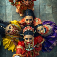 Obraz premium Cultural dance scene featuring performers in vibrant costumes celebrating tradition