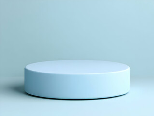 Light blue round pedestal, studio background, product display