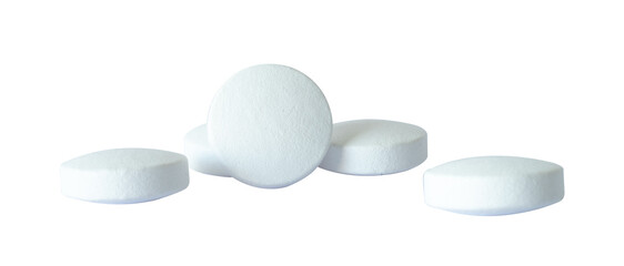 white pills isolated on white background
