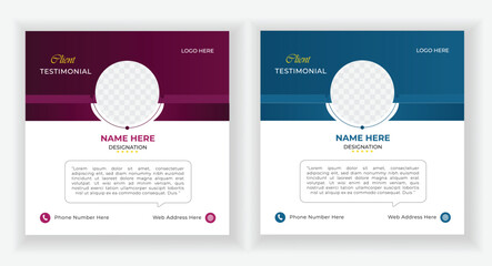Customer feedback testimonial social media post template layout client testimonial design.
