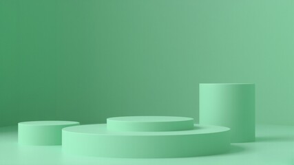 Product podium in pastel green