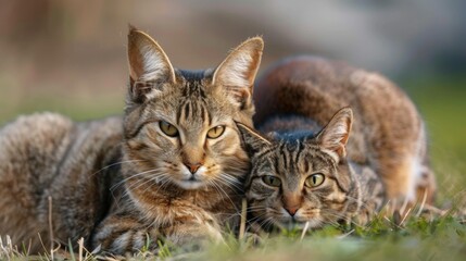 Naklejka premium Rabbit and cat portrait Cats and rabbit are very cute.
