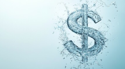 Dollar Sign of Sustainability, flowing water symbolizing investment in clean water initiatives and sustainable investing for a better future.