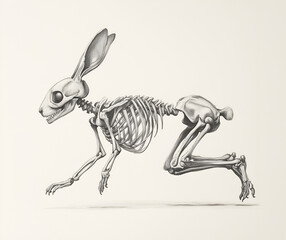 Fototapeta premium sketch of a skeleton of a rabbit on white