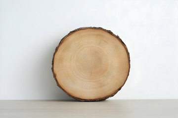Wooden slice, simple background, mockup