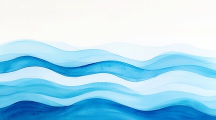 Fototapeta premium Glowing Deep Sea, vibrant dark blue and neon wave contrasts enhance a mysterious depth effect, ideal for summer-themed decor and stationery with a hand-painted watercolor design