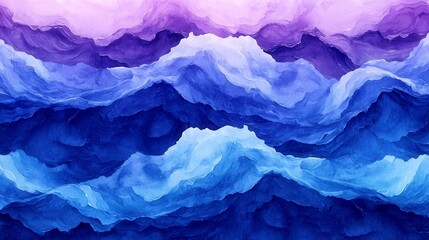 Glowing Deep Sea, vibrant dark blue and neon wave contrasts evoke a sense of mystery, ideal for summer-themed decor and stationery with a hand-painted watercolor appeal