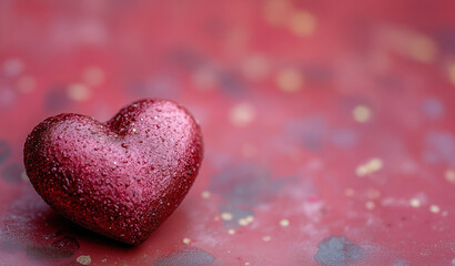 Fototapeta premium Heart isolated on red stone background. Symbol of Valentine's Day, sign of love for Valentine's Day.