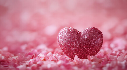 Obraz premium Heart isolated on beautiful pink background made as small heart flakes. Symbol of Valentine's Day, sign of love for Valentine's Day.