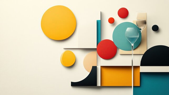 Geometric menu design with bold patterns, vibrant colors, modern art influence, abstract sophistication, eye-catching elegance