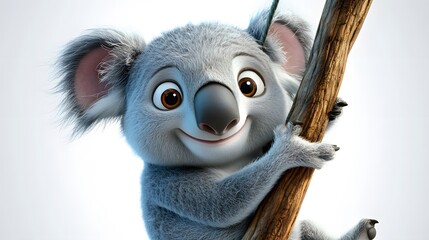 Koala cartoon on white background