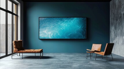 Mystical Deep Blue, an abstract exploration of ocean depths featuring bold black outlines, vibrant solid colors, and a cool neon-lit palette in a geometric pop art style.