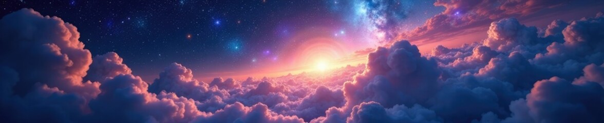 Fototapeta premium Sparkling starry expanse with swirling clouds, swirly, galaxy