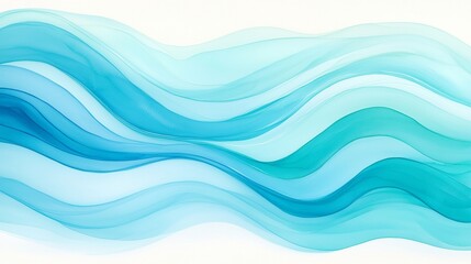 Serene Aqua Fusion, a soothing blend of blues and greens creating gentle wave motions, hand-painted watercolor design perfect for summer-themed decor and stationery.
