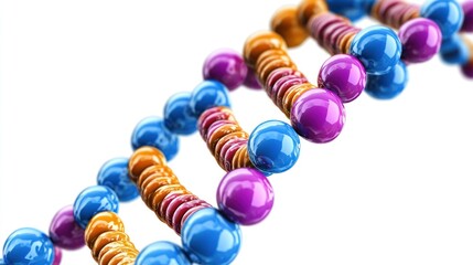 Obraz premium Colorful DNA Double Helix: A 3D Molecular Structure