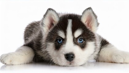 stuffed siberian husky puppy isolated on white background