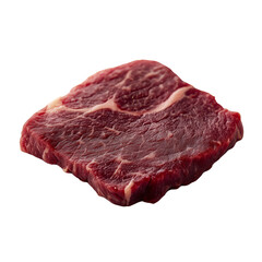 Obraz premium A square piece of marbled raw meat with rich red hues and white fat interspersed throughout.