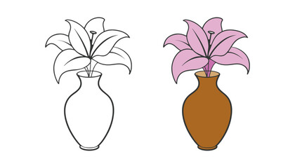 Lily flower vector illustration art design. Watercolor lily, tulip  flower set, hand drawn illustration of lilies, bright floral elements isolated on white background.