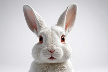 Obraz premium there is a white rabbit with a pink nose and ears