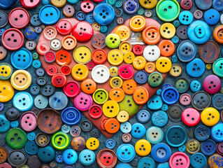 Fototapeta premium Fabric featuring a vibrant heart pattern made from buttons