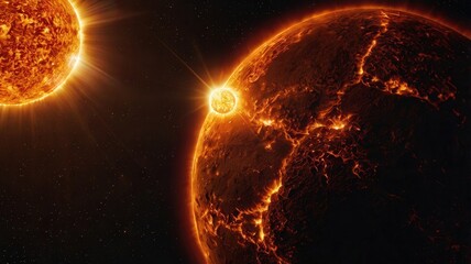 sun, planet, space, solar, star, light, earth, abstract, astronomy, fire, globe, eclipse, universe, glow, red, hot, galaxy, science, blue, illustration, energy, moon, heat, orange, world