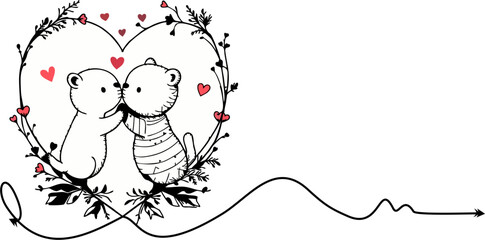 animal illustration sepasng lover siuet line art