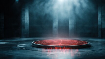 Futuristic podcast studio design featuring immersive holographic interface and advanced 3D elements, innovative audio experience