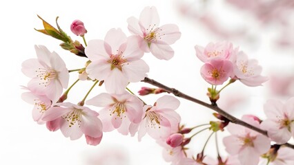 Delicate Pink Cherry Blossoms on a Branch