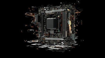 Detailed perspective of high fidelity cpu in digital workspace illustration