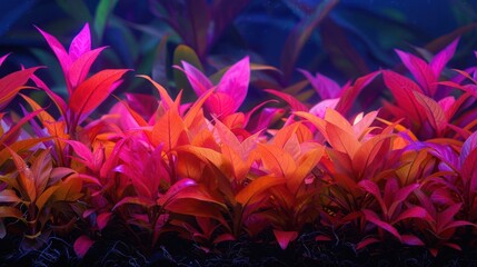 Vibrant underwater scene showcasing colorful aquatic plants thriving in a serene aquarium setting